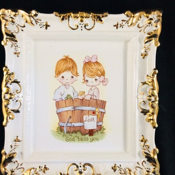 vtg 1980's Ceramic Children, Love, Friend Plaque 2 - Picture 2 of 8